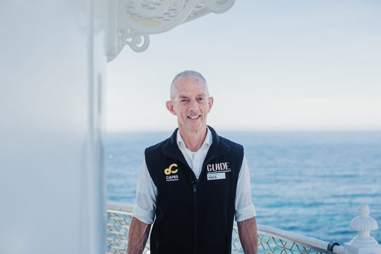 Lighthouse Keeper Paul Sofilas at top of Cape Leeuwin Lighthouse