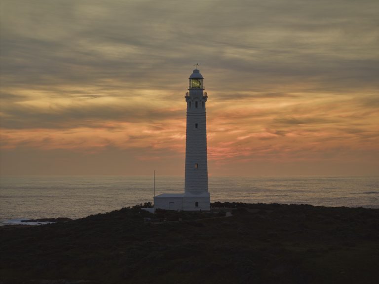 Drone image of Cape Leeuwin at sunset